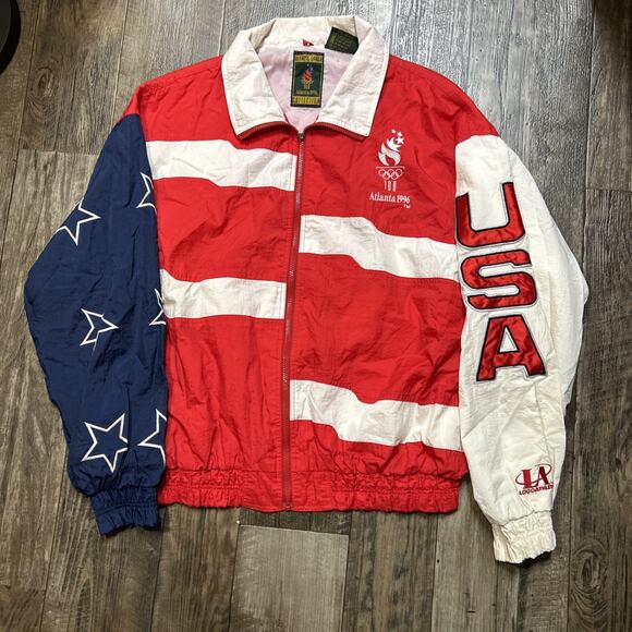 Rare Vintage 1996 Atlanta Olympics Logo Athletic USA Windbreaker Jacket Size XL - Picture 1 of 6